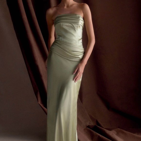 Meshki Dresses & Skirts - Meshki Jasmine Strapless Satin Maxi Dress - Sage Size S NWT